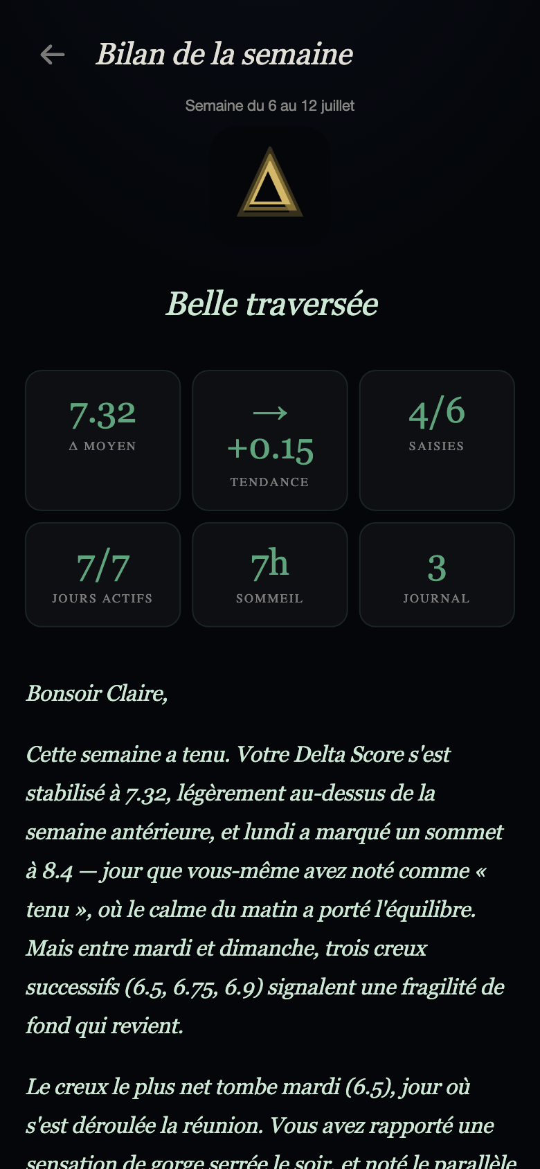 Le bilan de la semaine
